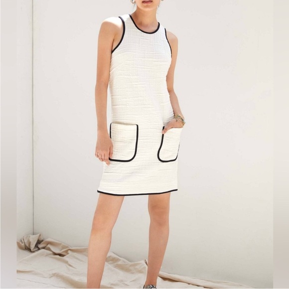 Anthropologie Cream Mini Dress with Black Accents - Picture 2 of 16